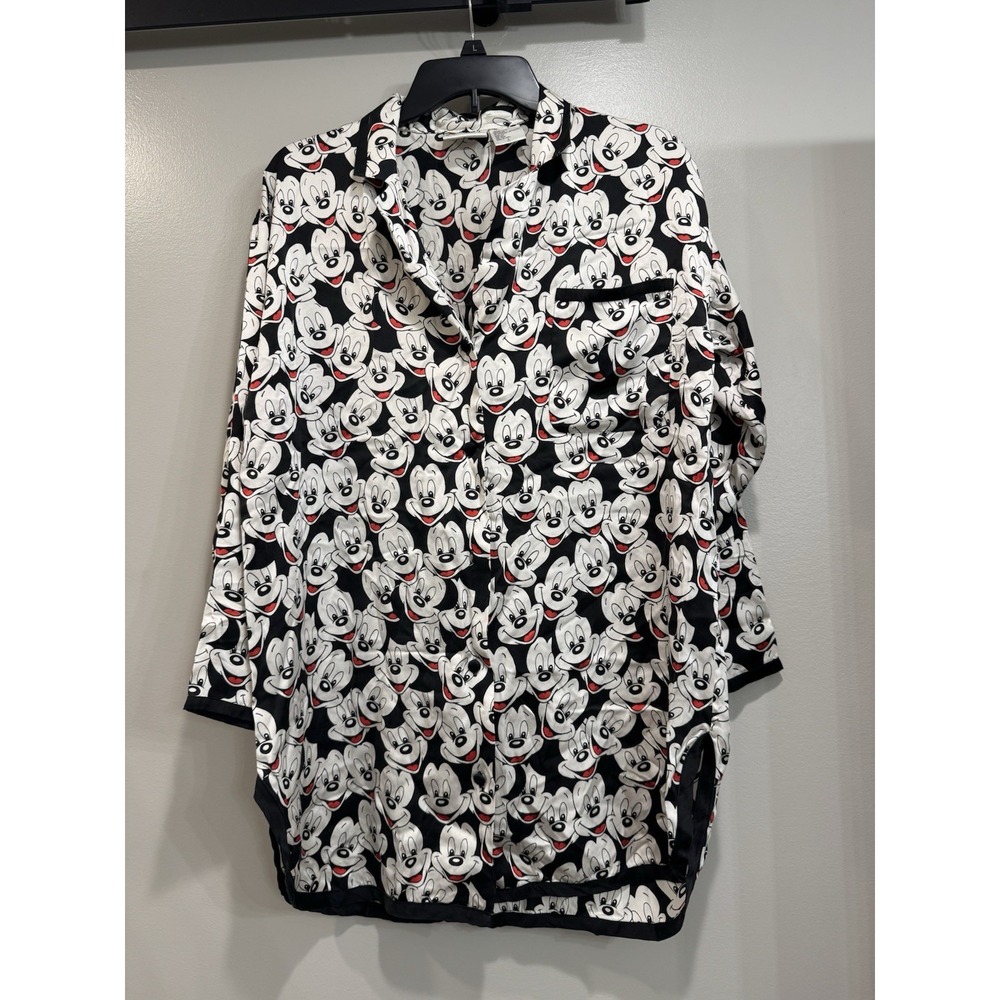 Walt Disney World WDW Silk Mickey Mouse All Over Print Nightgown Nightshirt S‎